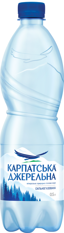 Вода мінеральна КАРПАТСЬКА ДЖЕРЕЛЬНА, сильногазована, 0,5л